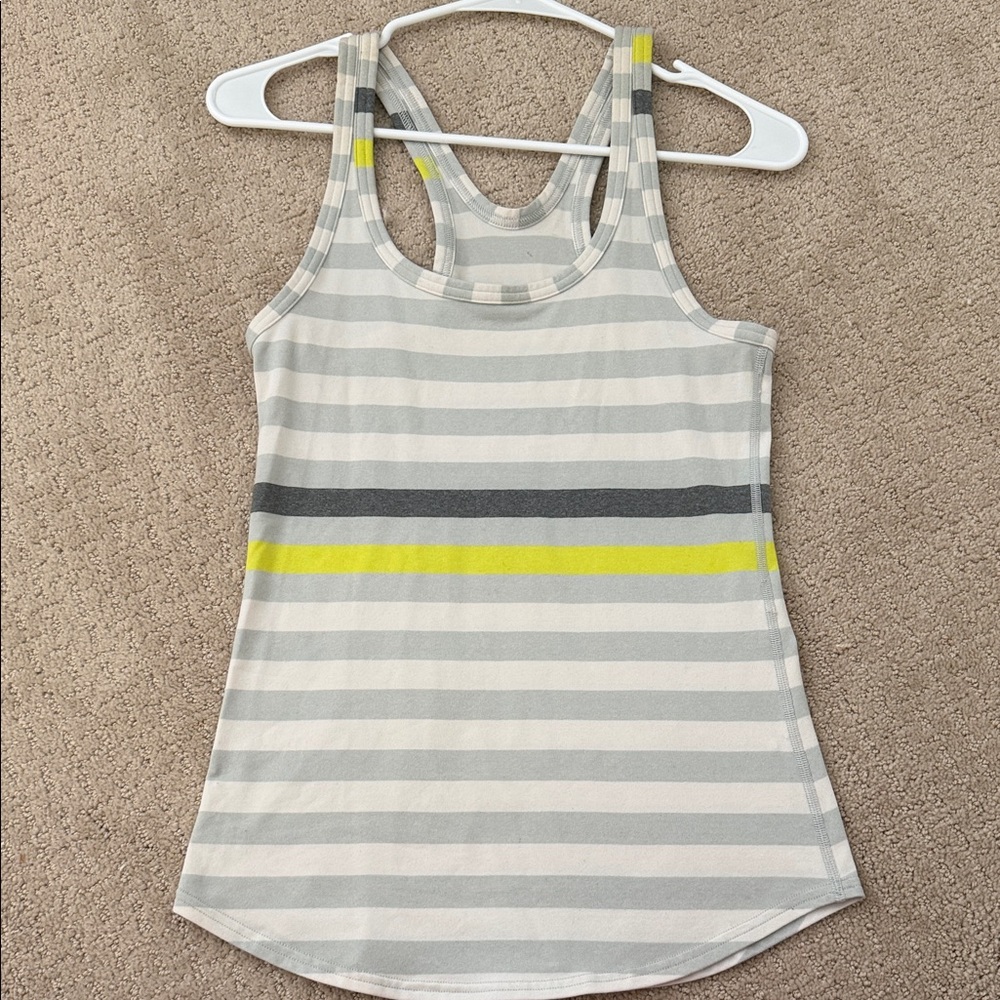lululemon athletica Striped Racerback Tank in Gray, White & Yellow